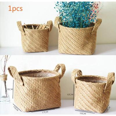 1 Stück Gewebter Dreh Blumenkorb Obstkorb Aufbewahrungskorb Desktop Aufbewahrungsbox Kleinkram Aufbewahrung