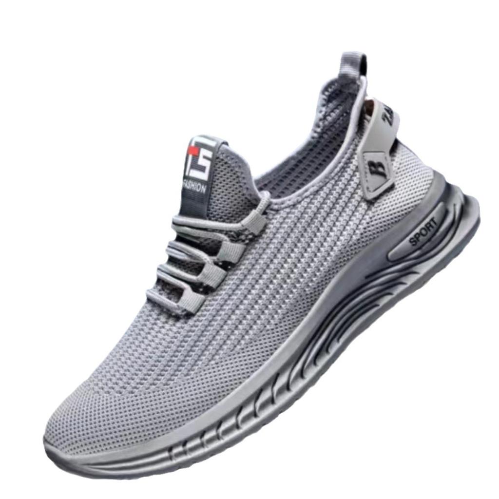 Men's Shoes for Summer New Men's Breathable Thin Mesh Shoes Korean Lazy Shoes Men's Hollow Flying Woven Sports Running Shoes