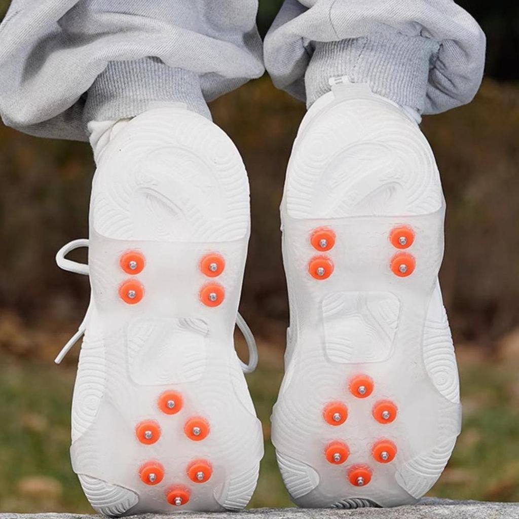 1 Pair Ice Cleats Universal Size Anti-Slip Grips with Steel Spikes for Shoes and Boots Shoe Spikes for Climbing Winter Hiking