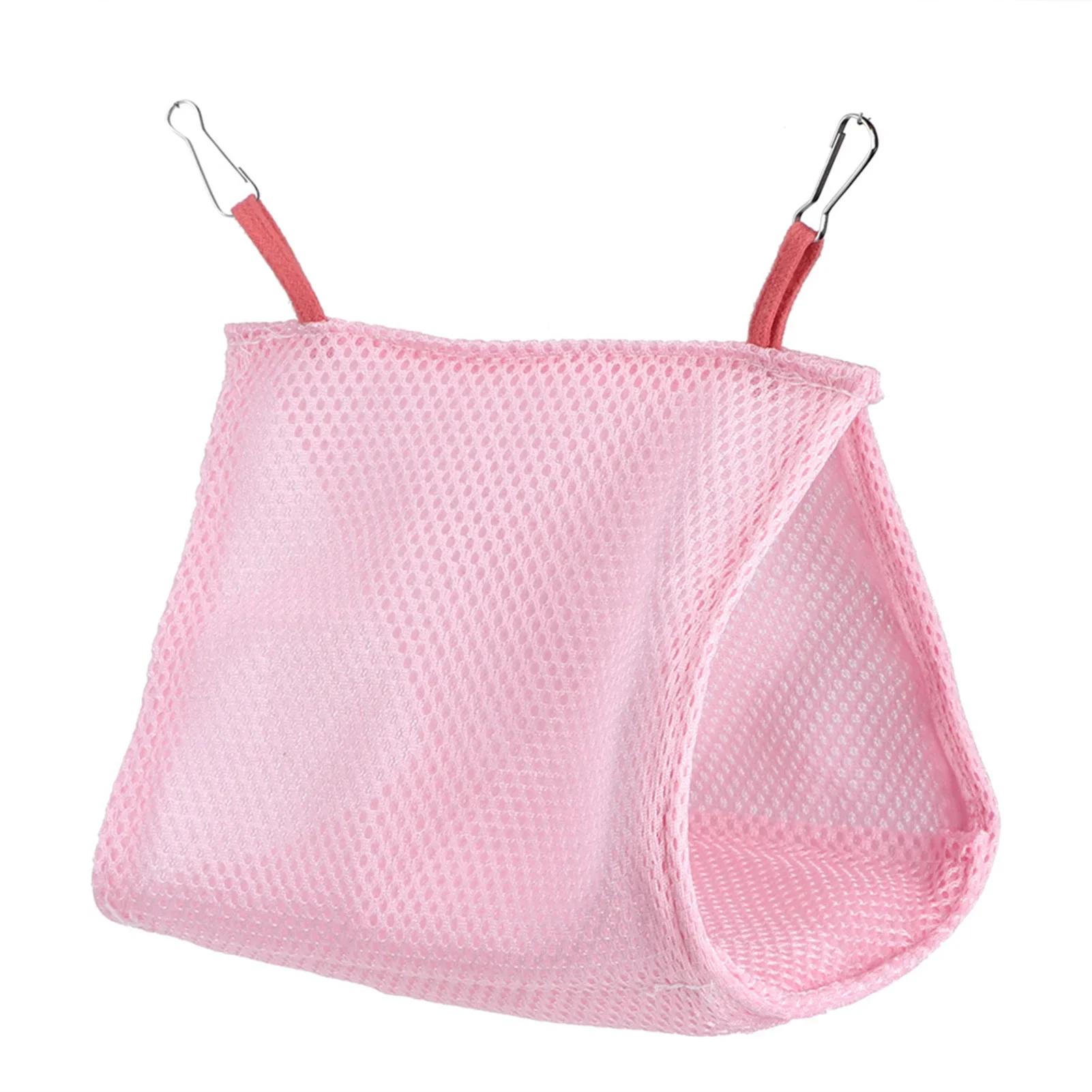 

Summer Breathable Mesh Pet Bird Parrot Nest Hammock Bed Hamster House Cage Toy рожевий