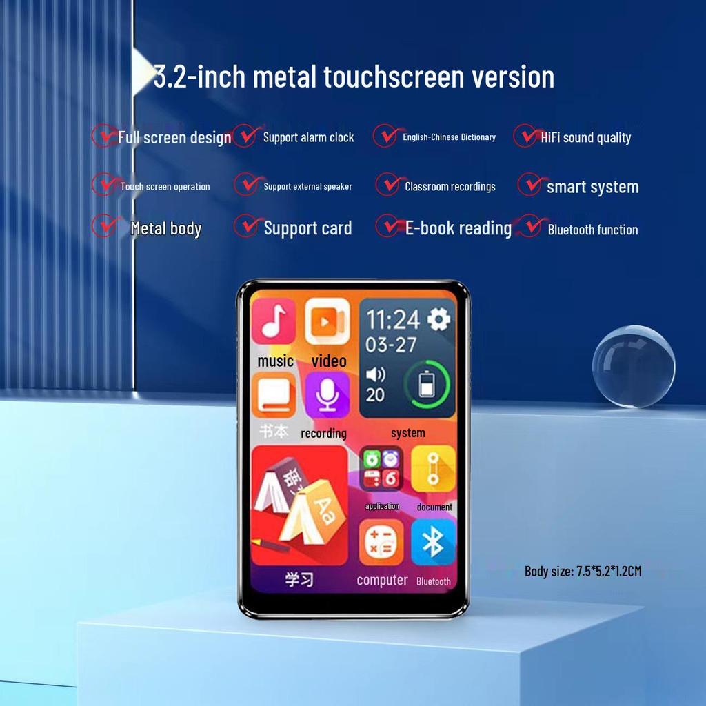 MP4 Touchscreen Bluetooth MP3 Music Player with English Dictionary for High School Students - Walkman P5