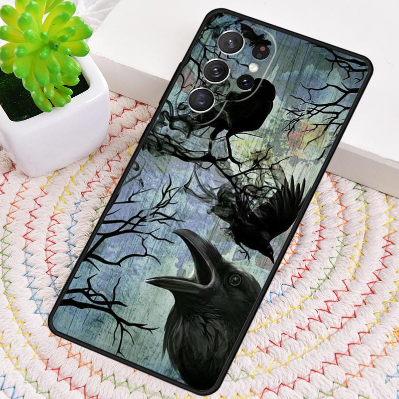 Goth Raven Silicone Phone Case For Samsung Galaxy Note 10 Pro S26 S25 S24 S23 S22 S21 Plus S25Ultra Capa Cover