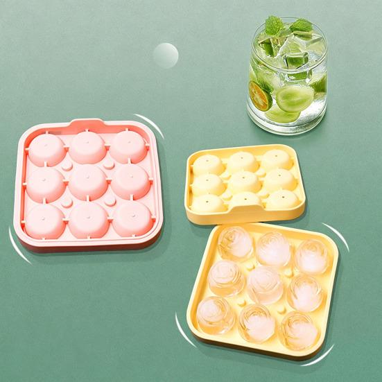 Rose Silicone Ice Cube Tray 9-Cavity Ice Mold for Whiskey & Cold Drinks Easy Release Non-Stick BPA-Free Mold for Chocolate Candy Jelly DIY Soap