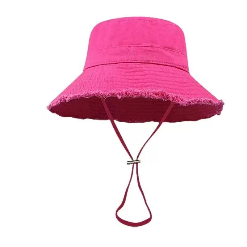 1pc Outdoor Sunshade Fringed Bucket Caps for Women,solid Color Beach,sun Protection Travel Foldable Hat for Men,multiple Color