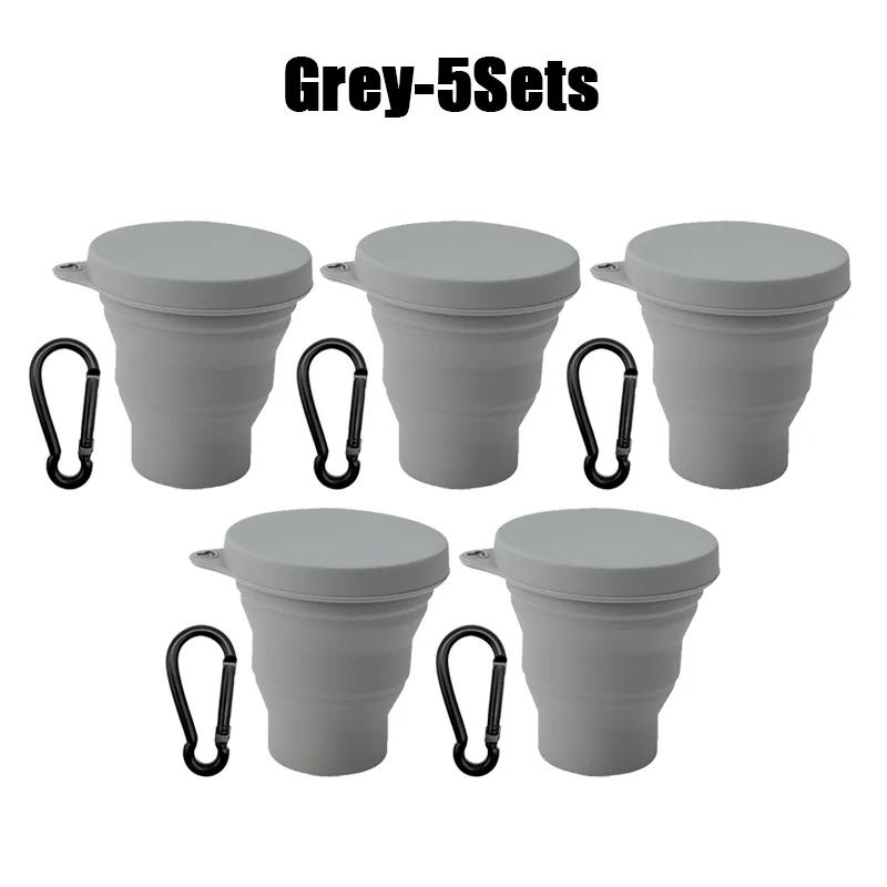 180 ml Klappbecher, Mini-Einziehbecher, Silikon, tragbare Teetasse, Outdoor-Reise-Kaffee-Teleskop-Trinkbecher mit Deckel