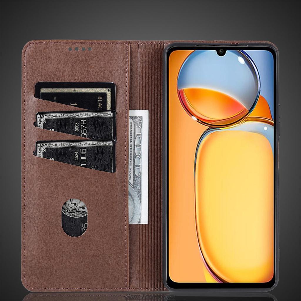 Deluxe Magnetic Adsorption Leather Fitted Case for Xiaomi Redmi 13C Flip Cover Protective Case Capa Fundas Coque
