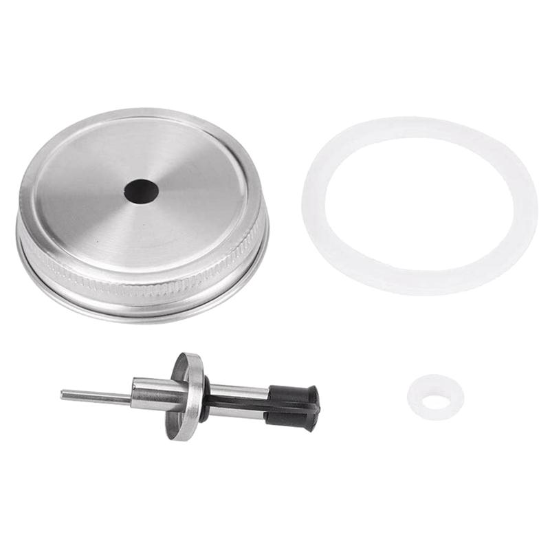 ABWR-12PCS Stainless Steel 70Mm Regular Mouth Jar Pour Spout Lids With Plastic Caps For Olive Oil Cocktail Dispenser