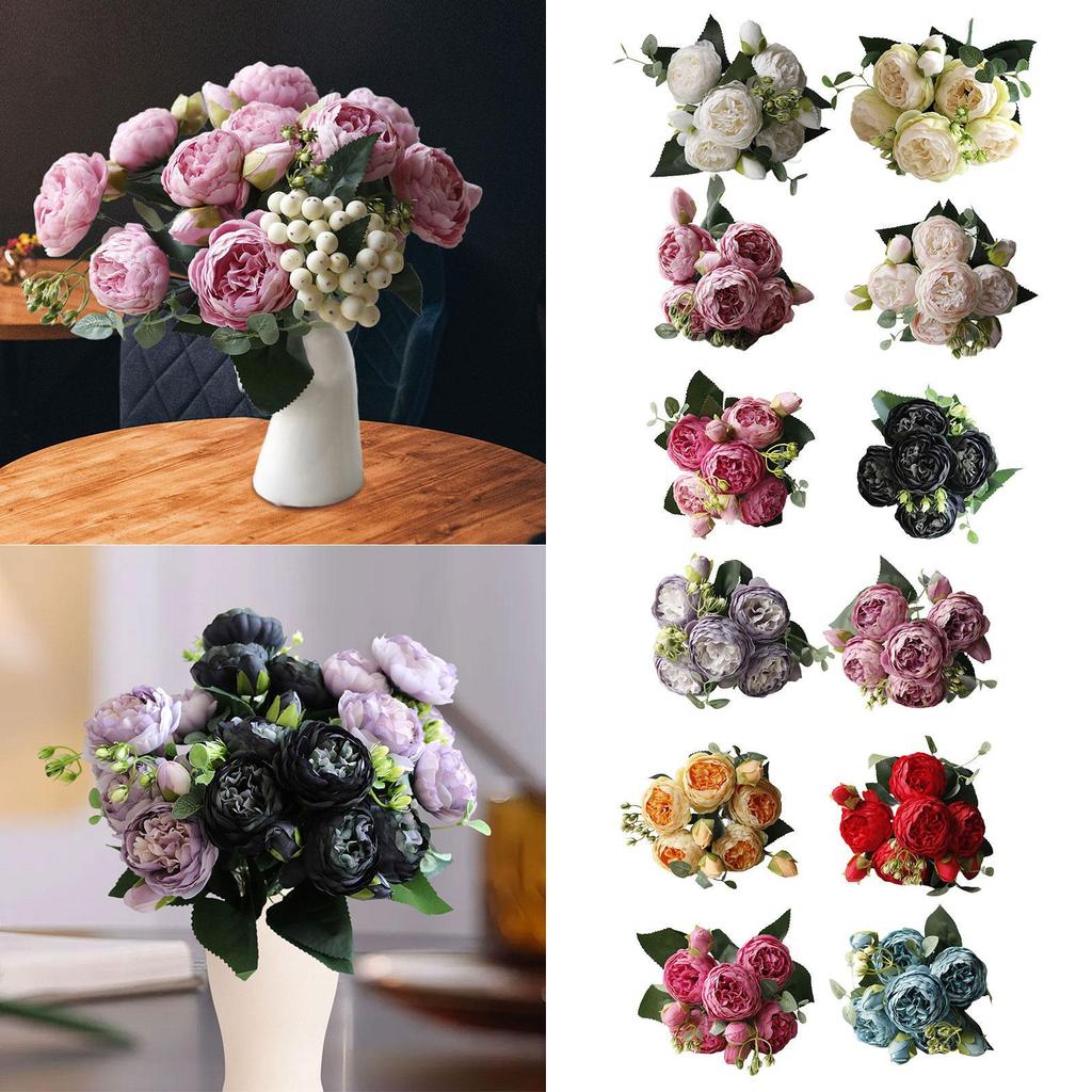Artificial Roses Silk Flowers Artificial Wedding Bouquet Elegant Fake for Party Office Garden Engagement Decor