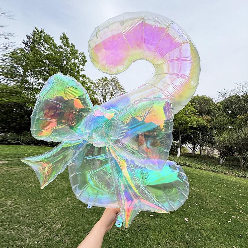 40Inch Transparent Colorful Digital Balloon with Bow Foil Balloon Kit for Kids Girl Boy Unicorn Birthday Party Decoration Gifts