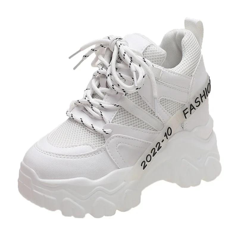 Fashion Thickened breathable mesh women's casual shoes wedge heel thick-soled shoes sports shoes 2024 spring and autumn fashion