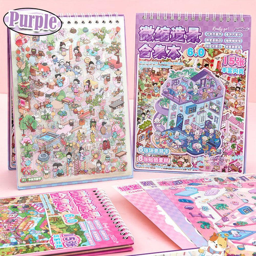 Visual Stacking DIY Landscape Sticker Book PET 3D Pocket Cabin Scene Stickers  Kids