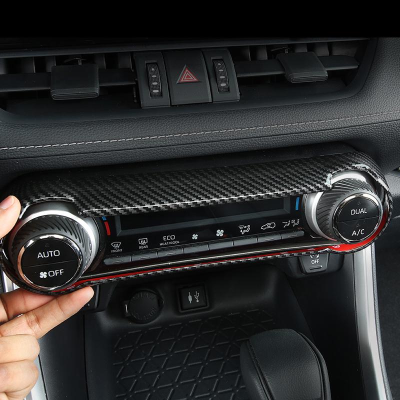 Carbon Fiber AC Switch Button Decorative Cover Trim Stickes For Toyota RAV4 XA50      2024 Car Accessories