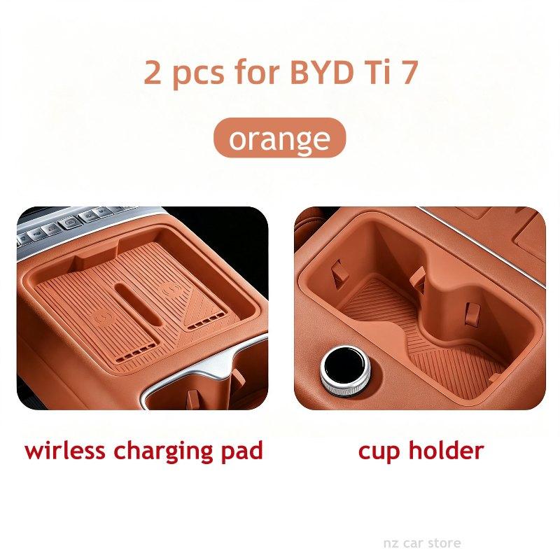 For BYD Ti 7 Ti7 Titanium 7 2026 Wireless Charging Protection Pad Cup Holder Coaster Accessories