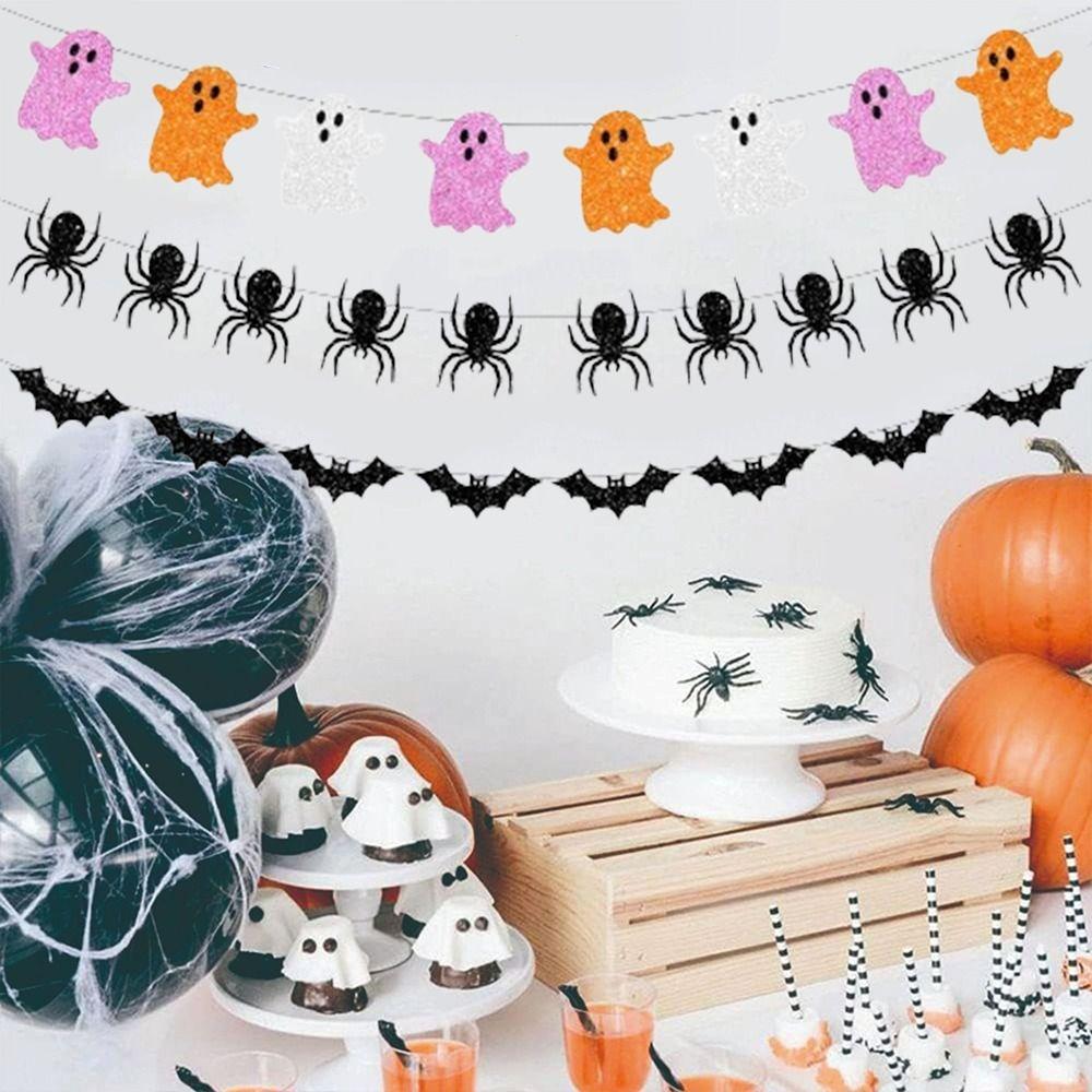 Black Spider Ghost Bat Halloween Bat Banners Funny Halloween Party Banner  Room Party Decor