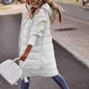 Women's Hooded Padded Vest Color Single-Breasted Mid-Length Slim Fit Sleeveless Jacket Coat