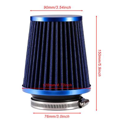 Cold Air Intake Filter Red Blue Sliver Carbon 76mm 3.0inch Universal High Flow Air Filter Washable for Car Engine Intake Pipe