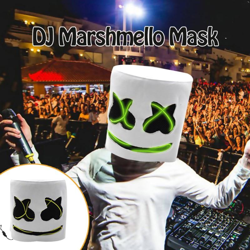 DJ Marshmello Halloween Cosplay Latex Mask Bar Music Prop Pillow Cover Plush Toy