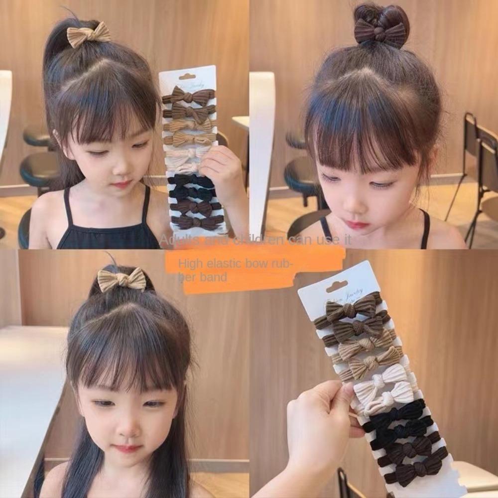 1pcs 5Colors Bow Hair Ring Flocking Tie Ponytail Hair Circle colourful hair band  Girl Accessories