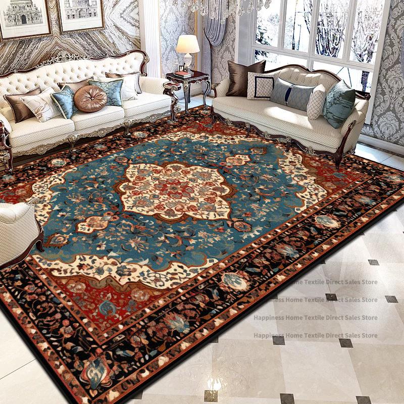Persian Retro Geometric Living Room Luxury Carpet Decoration Bedroom Non-slip Washable Floral Mat Soft Fluffy Office Area Rug