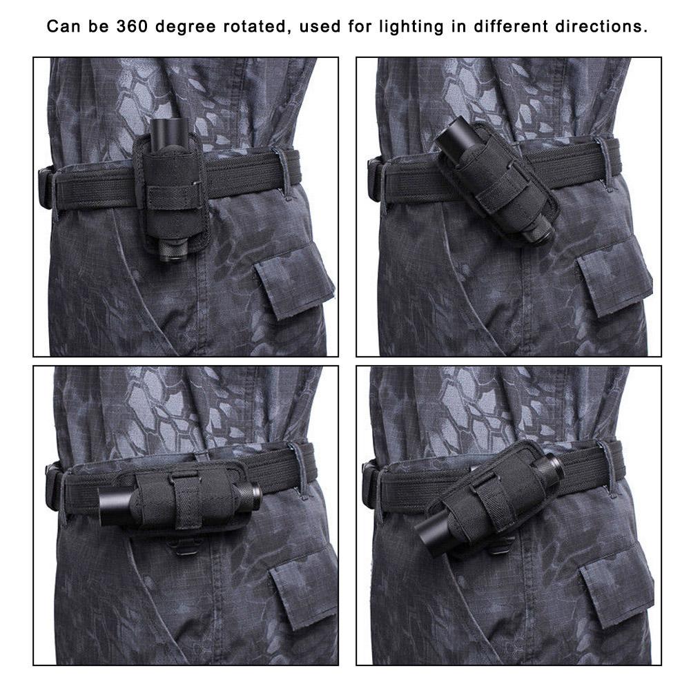 360 Degrees Rotatable Nylon Flashlight Torch Pouch Holder Bag Accessory for Hunting402#