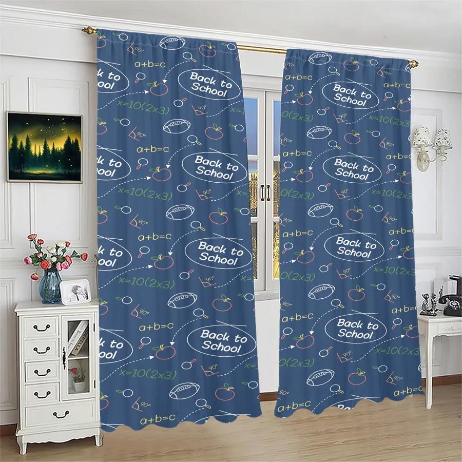 

Rugby Formula Printed Curtains Pole Bag Christmas Decorations Home Room Curtain Polyester W100*H70(CM)-Grommet top&1PCS