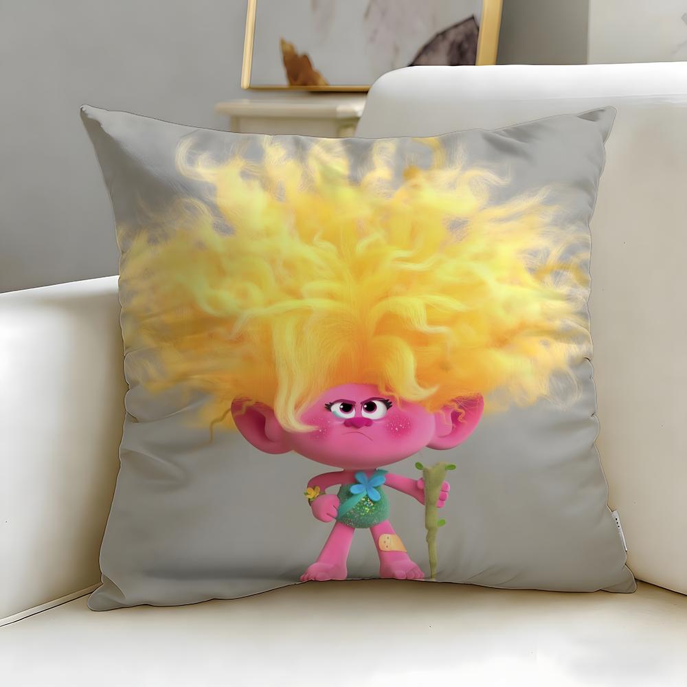 popular animated series Trolls Cushion Cover Soft  EasyWash Pillow Case  Versatile for Couch Bed Travel and Office