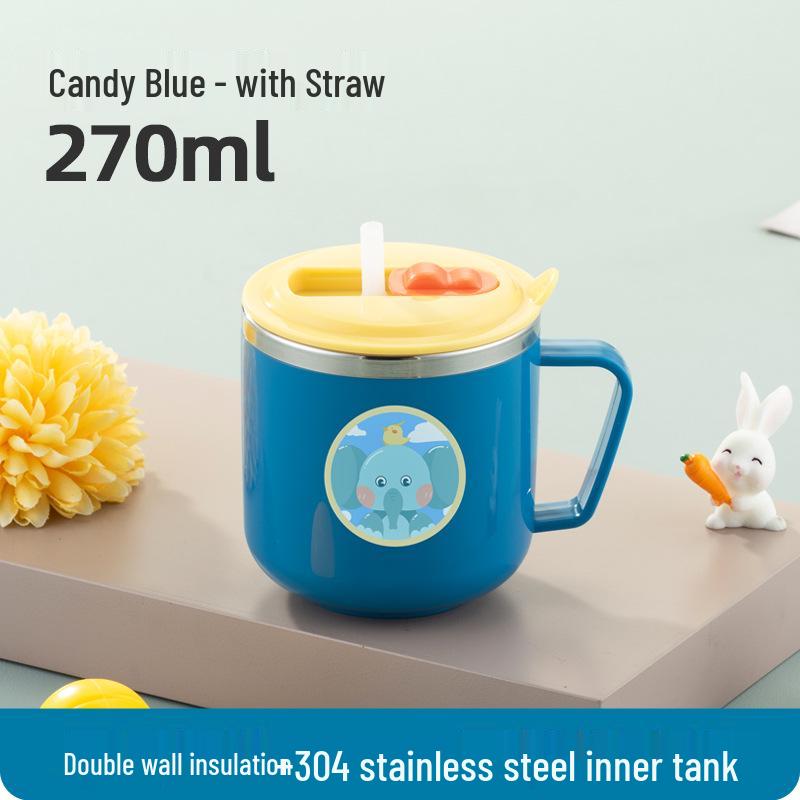304 Stainless Steel Cartoon Water Cup with Lid for Kids - Children's Milk and Drinking Mug