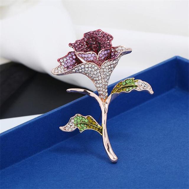 

Брошь «Роза» Высококачественная брошь со стразами Персонализированная брошь для одежды Аксессуары фиолетовый