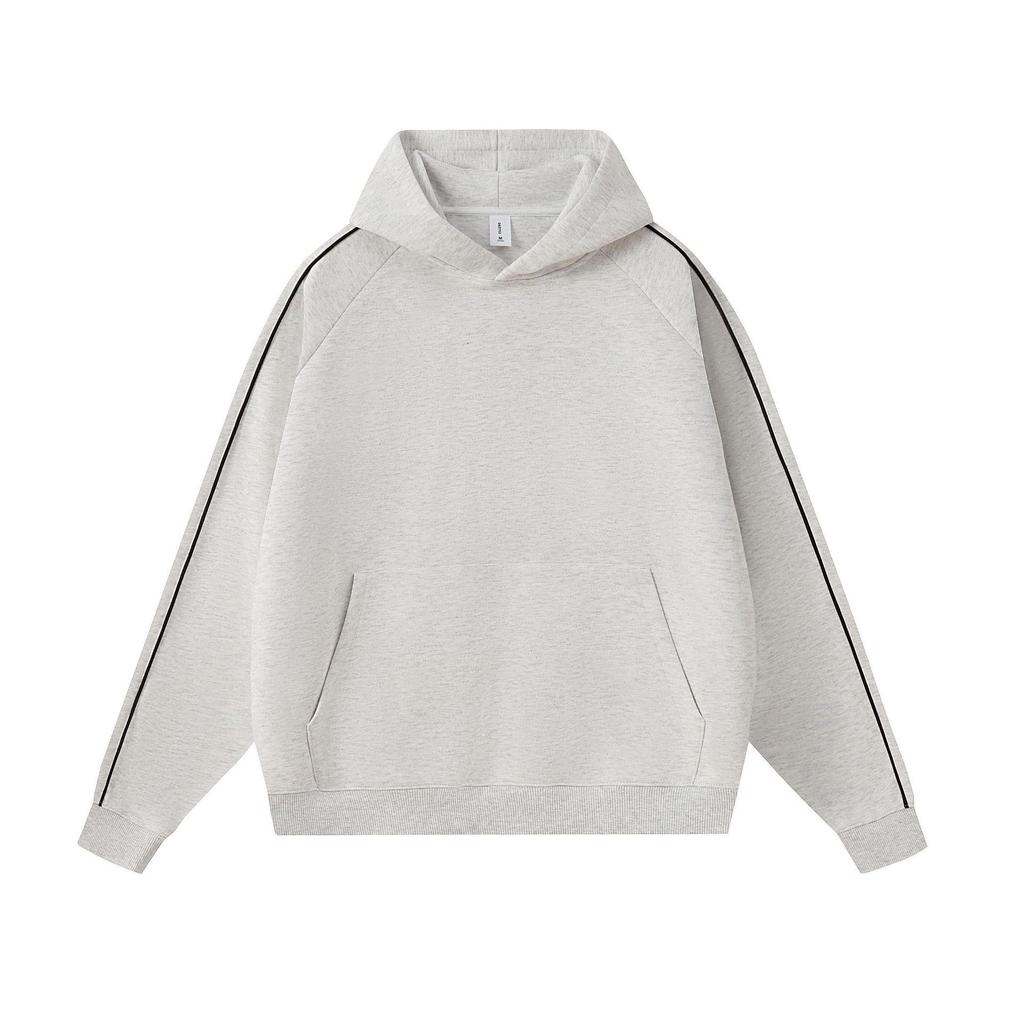 Unisex Solid Color Combed Cotton Hoodie with Drawstring and Drop Shoulder 9886