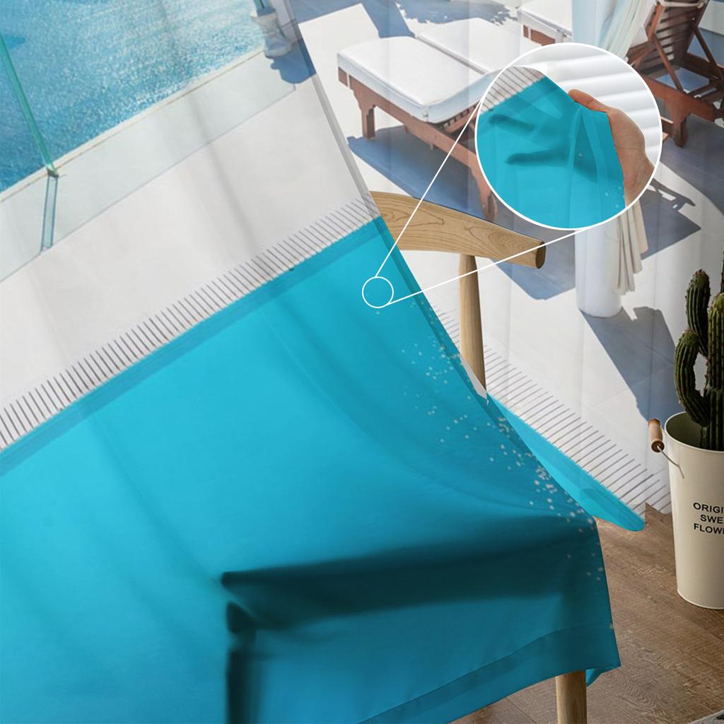 Meer Gebäude Stuhl Landschaft Tüll Vorhänge Für Wohnzimmer Dekoration Moderne Chiffon Sheer Voile Küche Vorhang