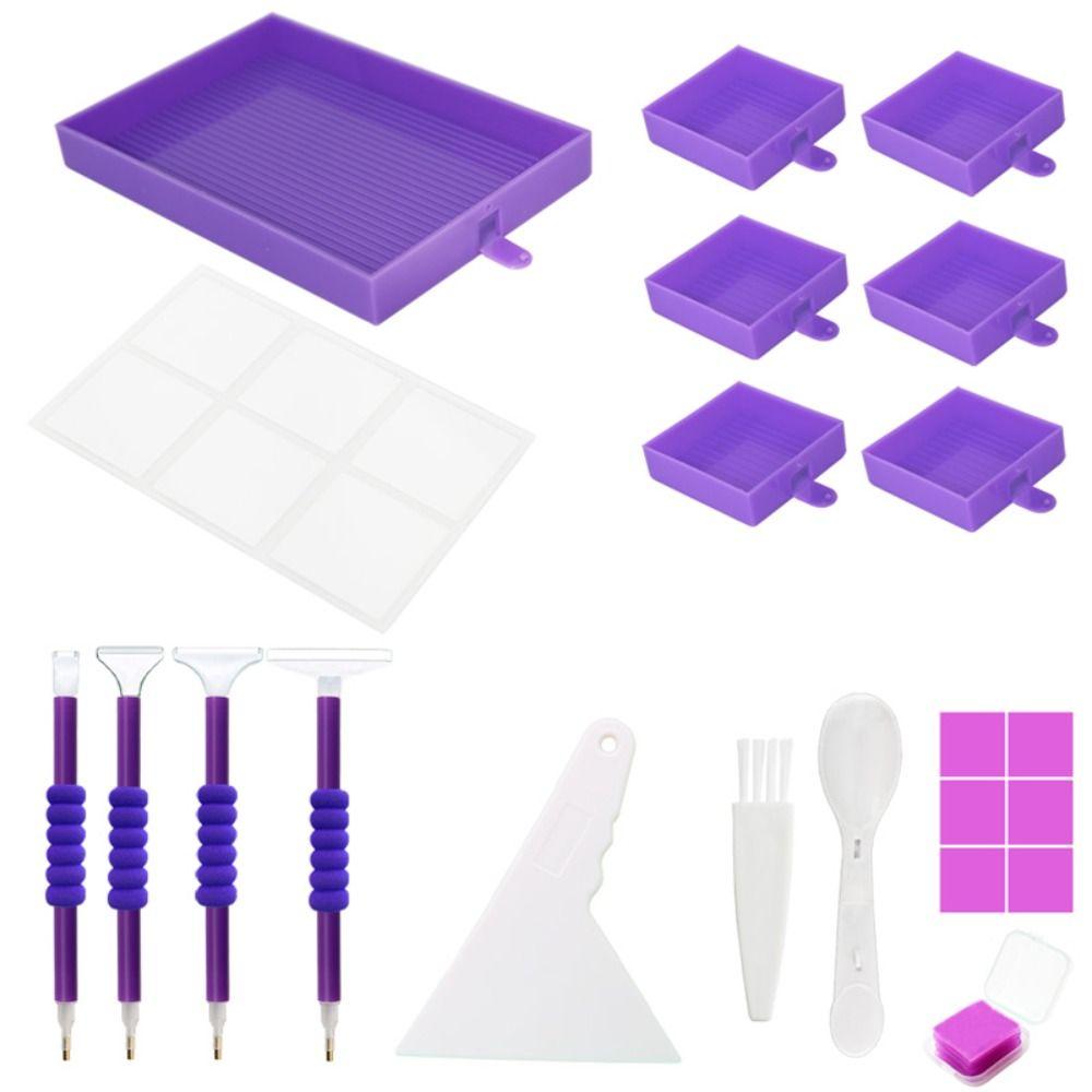 6 Grid Palette Diamond Painting Tray Kits Large Capacity Drill Plate Diamond Painting Pen Beading Plates Cross Stitch Tools