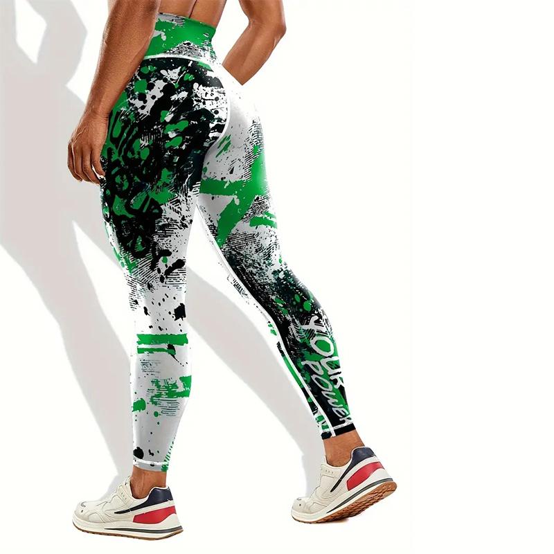 

Женские сексуальные принты символов Эластичные леггинсы для йоги Фитнес Бег Спортивные штаны для активного отдыха XS зелёный