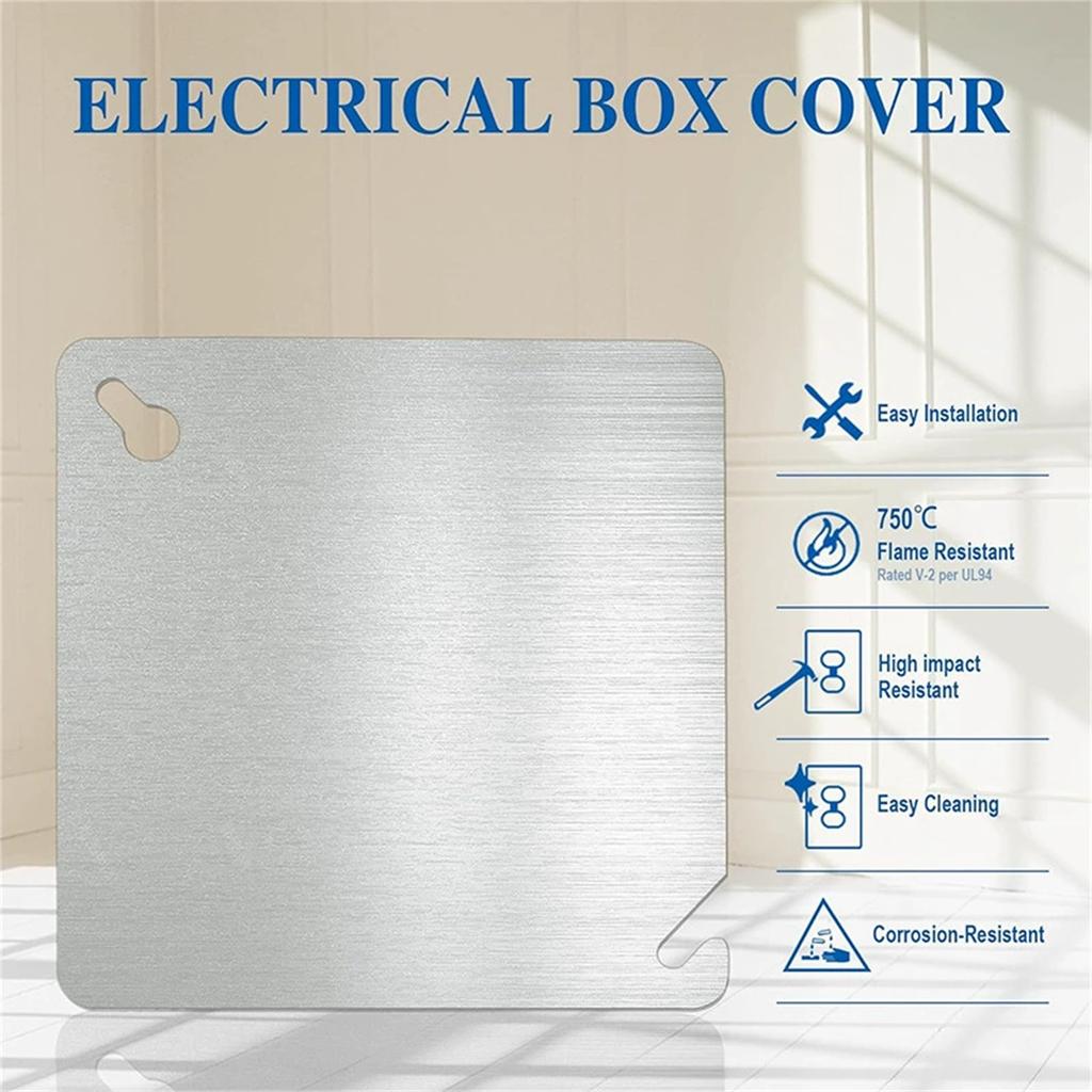 4x4 Metal Electrical Box Cover Plate, 4 Pcs Electric Junction Box Panel, 4 Inch  Steel Metal Corrosive Resistant Cover