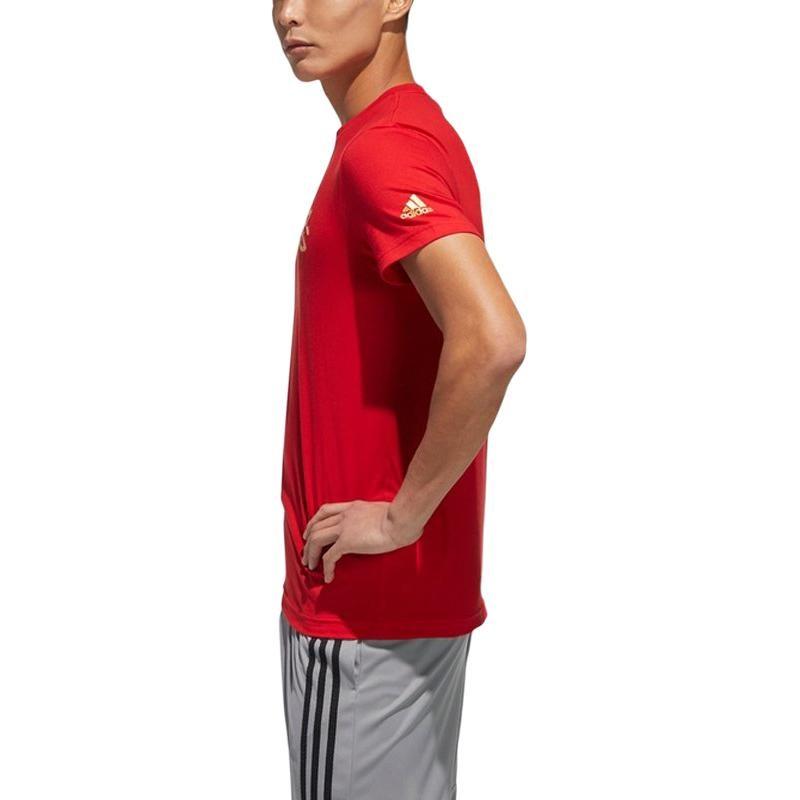 Adidas T Shirts Men's Red Crew Neck Thin Straight Fit GK5214