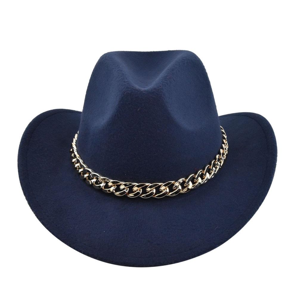 Cowboy Vintage Jazz Hat Gold-plated Chain Woolen Hat Felt Vintage Imitation Sheep Hat Cowboy Hat No