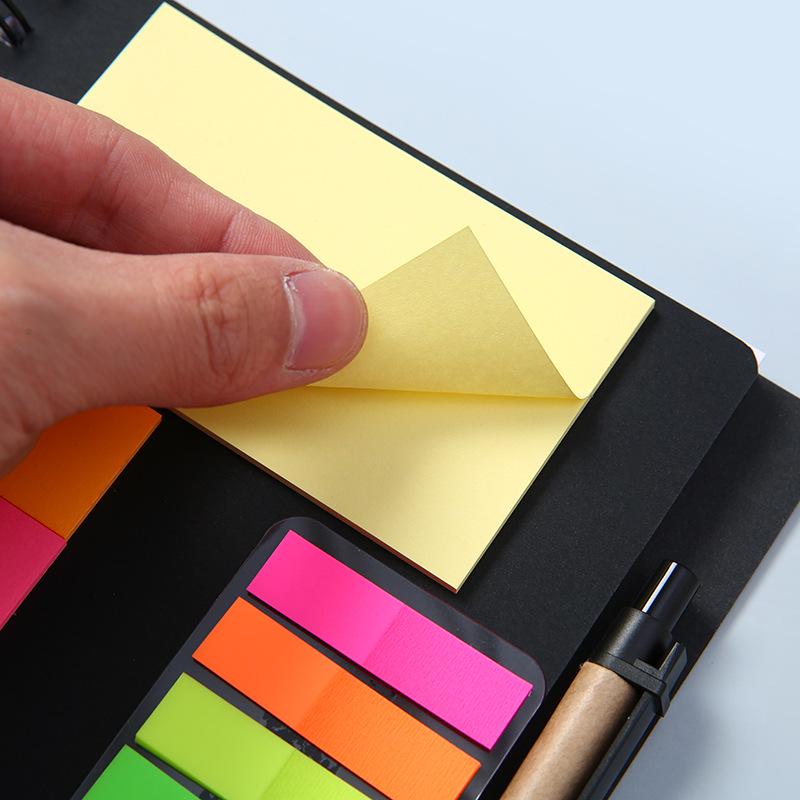 A5 Hard Shell Coil Notebook with Multi-Color Sticky Notes and Customizable Logo