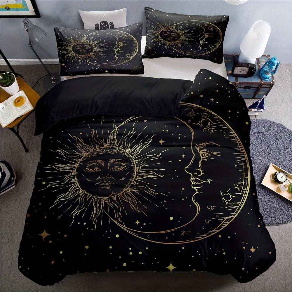 Bohemian Golden Moon Sun Print Duvet Set Bedding Kit