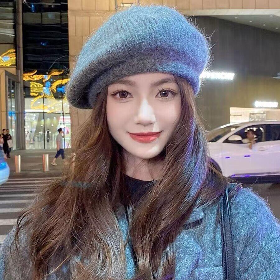 

Вязаный берет Осень и Зима Шляпа художника Плюшевая шляпа Универсальная Ins Большой обхват головы Шерстяная шляпа