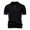 Herren Unifarbenes Sport-Reißverschluss-Polohemd Athletische Soziale Poloshirts Herren Büro Slim Fit