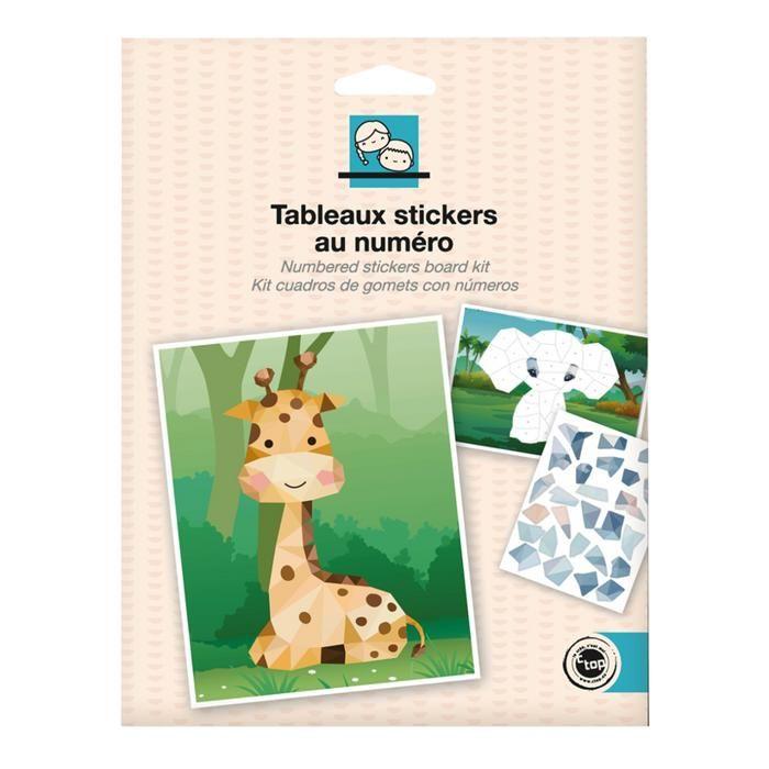 Kit tableaux stickers - Multicolore - Éléphant et Girafe - 2 pièces - A5 (14,8 x 21 cm) - Pour enfants