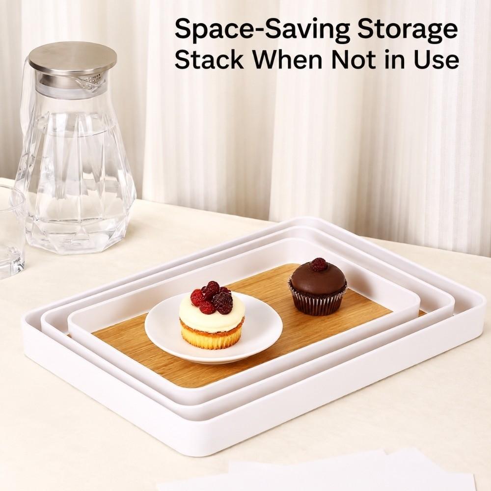 Imitation Wood Grain Storage Tray Stackable Dessert Fruit Tray Food Serving Tray Restaurant Table