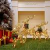 Christmas Iron Deer Ornaments Golden Reindeer Cart Elk Garden Decorations Christmas Tree Matching Scene Deer Light New Year Decoration