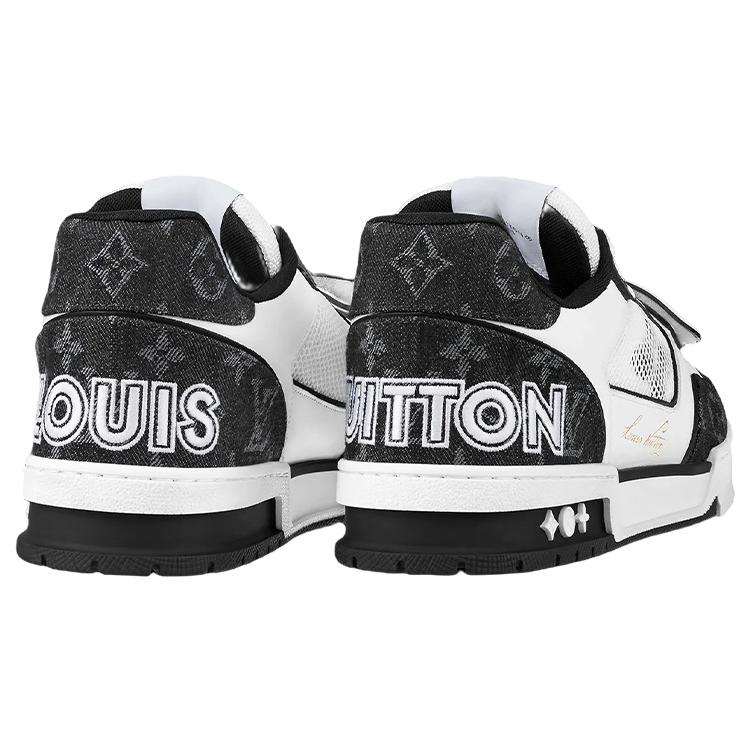 Louis Vuitton Trainer Low 'Velcro Strap - Black Monogram Denim' 1A9ZB0
