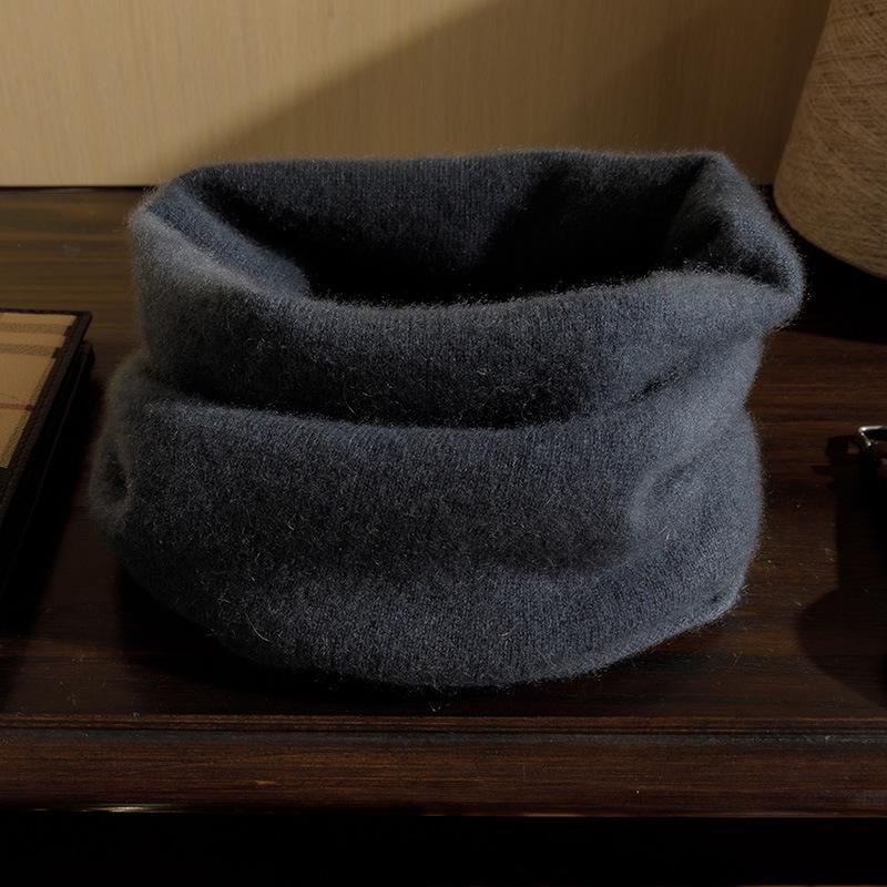 Men's 100% Pure Cashmere Knitted Neck Warmer - Autumn/Winter Style with Rolled Edge for Added Warmth and Comfort