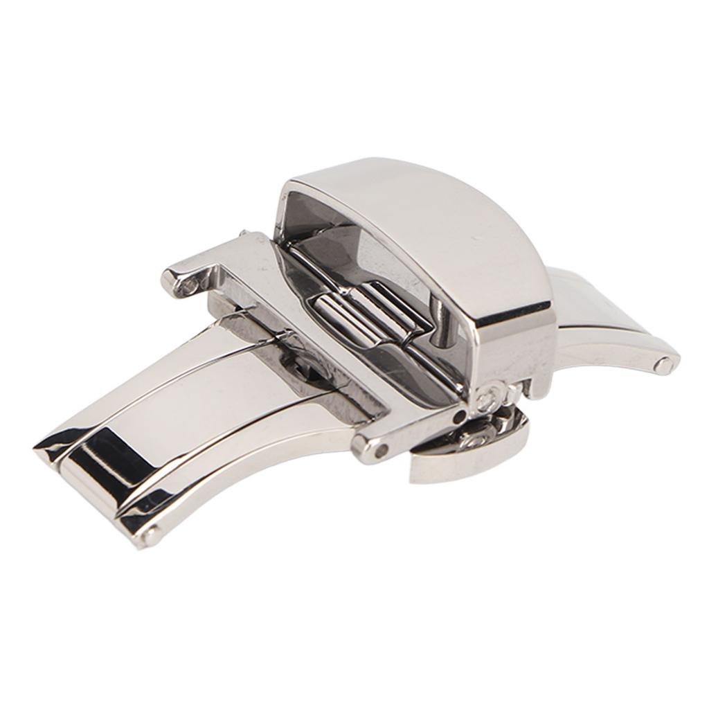Silver Stainless Steel Watch Deployment Clasp High Finished Ergonomic Watch Buckle Replacement for