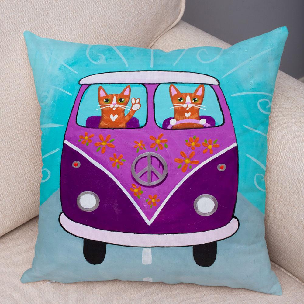 Pet Animal Cute Funny Cartoon Driving Cat Pillowcase Pillowcase Cushion Cover