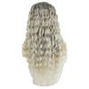 European American Wigs Women African Small Curl Long Chemical Fiber Headgear Gray Gold Partial Wig