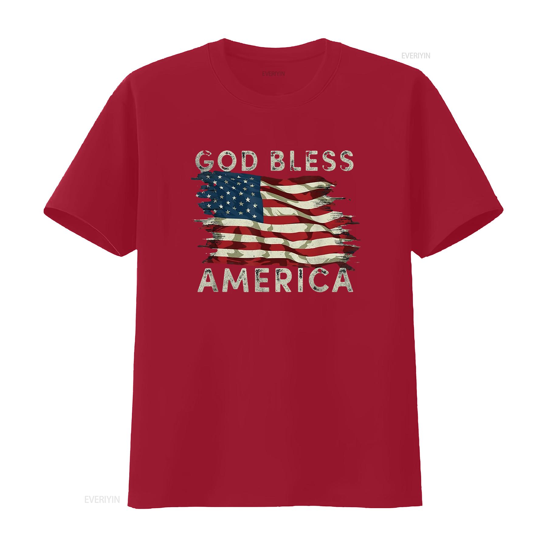 God Bless America USA Flag 4th of July Women Patri Unique T Shirt for The Perfect Summer Top vintage Washed homme Unisex Soft S
