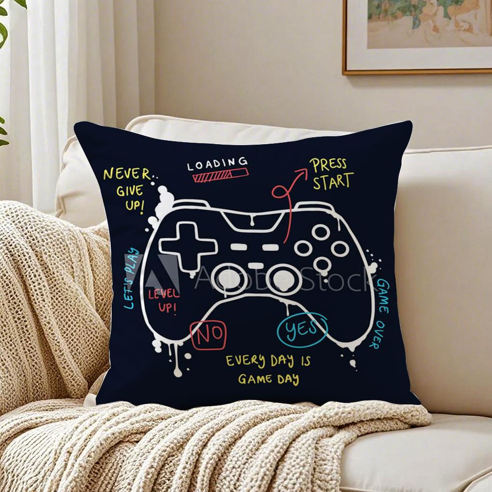 Fashion Colorful Graffiti Game G-Gamepad Cushion Cover Linen Pillowcase Soft For Sofa Bed Home Room Decor