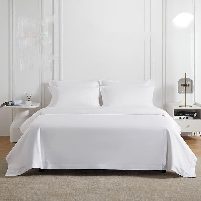 Tian Yu Wan Qing Pure White Cotton Satin 4-Piece Bedding Set